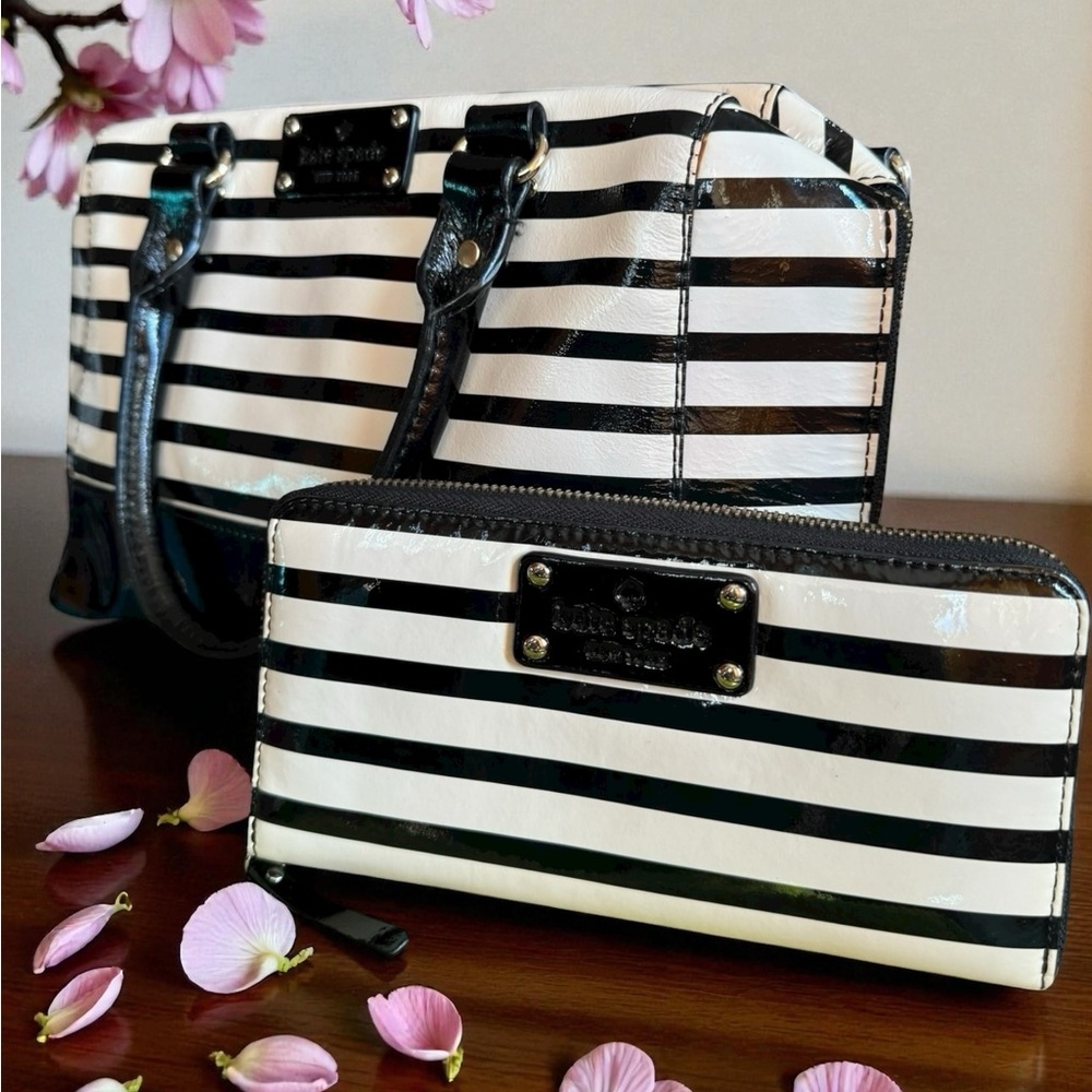 Kate Spade Wellesley Alessa Patent Leather Satchel Bag and Matching Wallet.